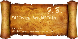 Fónagy Benjámin névjegykártya